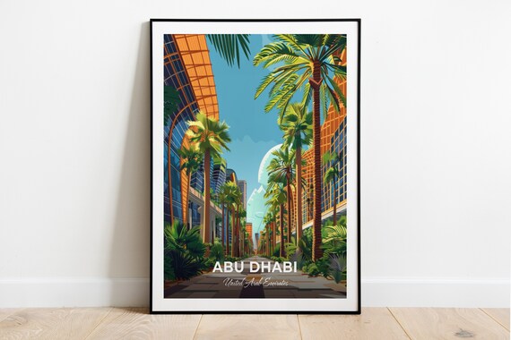 Abu Dhabi Masdar City Palm Lined Modern Street Cityscape Poster