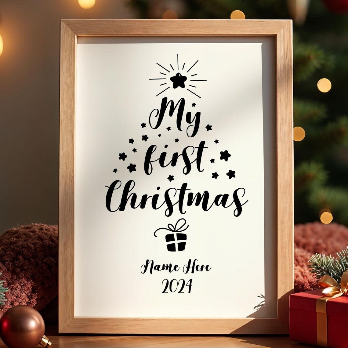 Personalized My First Christmas Baby Name Keepsake Quote Poster