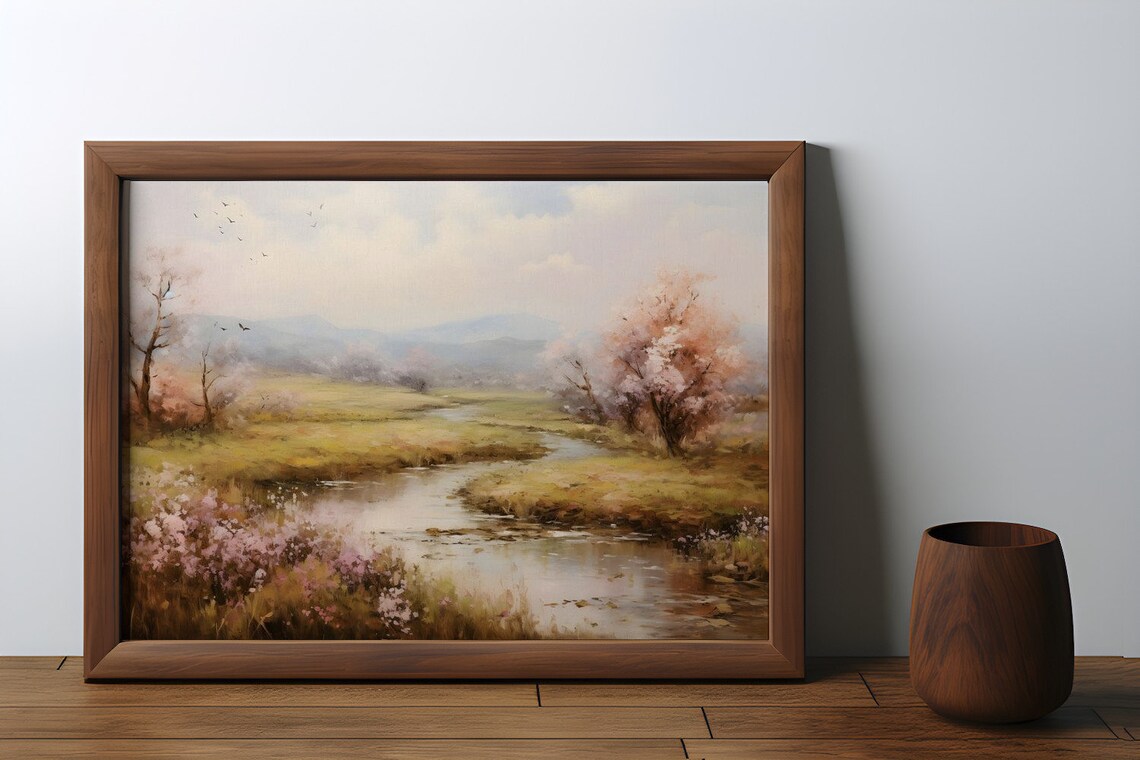 Springtime Reverie By The Riverside Art Print - Image 4