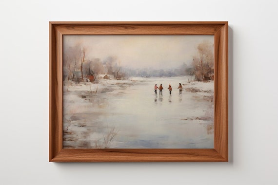 Winters Delicate Dance Skaters On The Thaw Antique Print