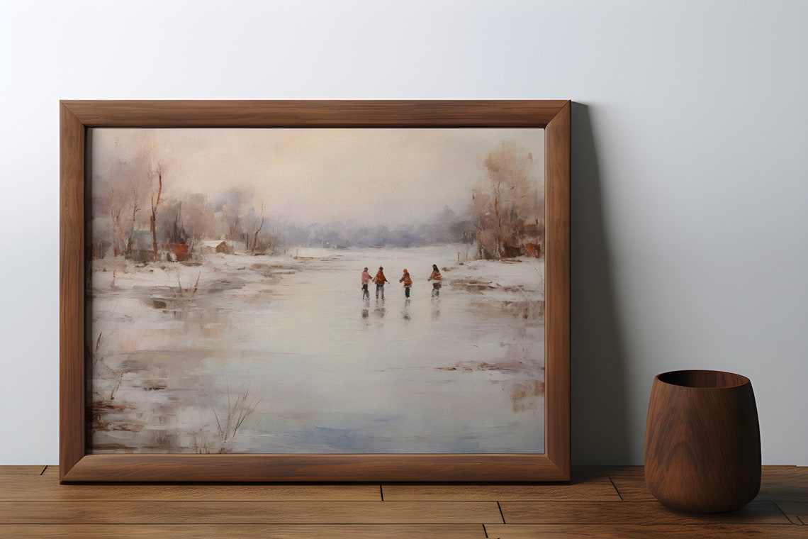 Winters Delicate Dance Skaters On The Thaw Antique Print - Image 3