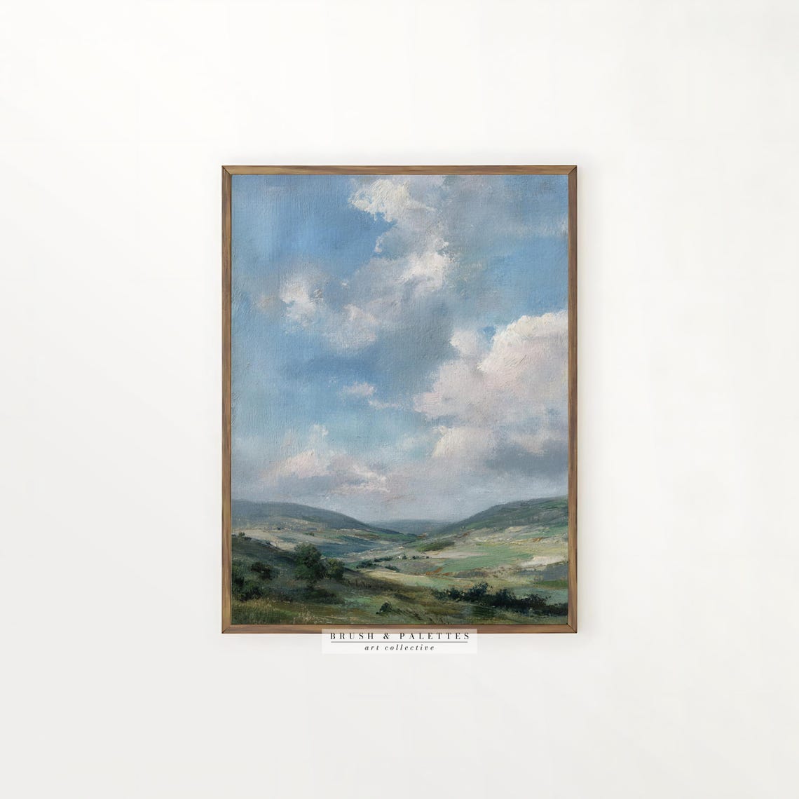 Vast Open Blue Sky With Clouds Over Rolling Green Hills Oil Poster - Image 2