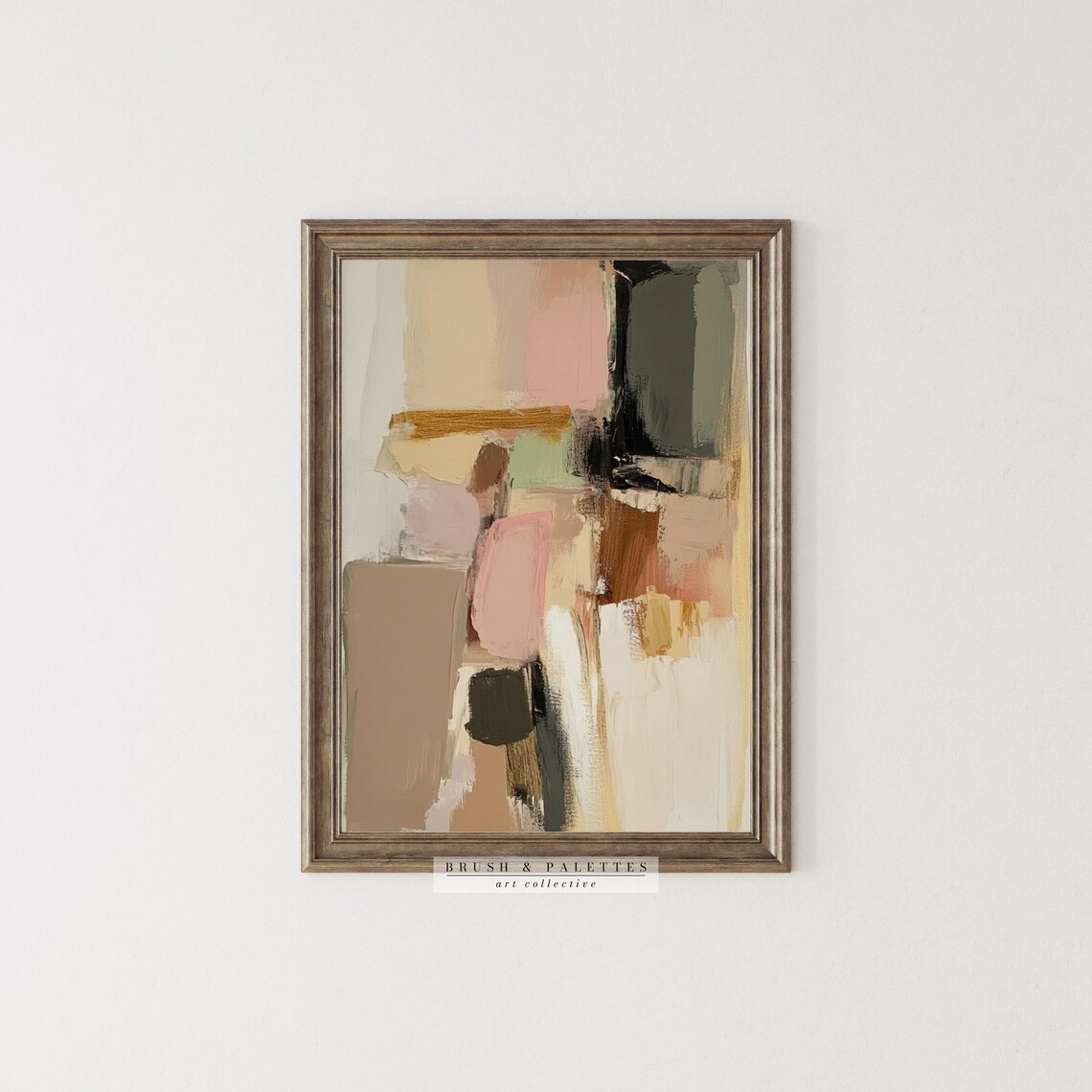 Blush Pink Beige Taupe Abstract Color Blocks Modern Art Print - Image 3