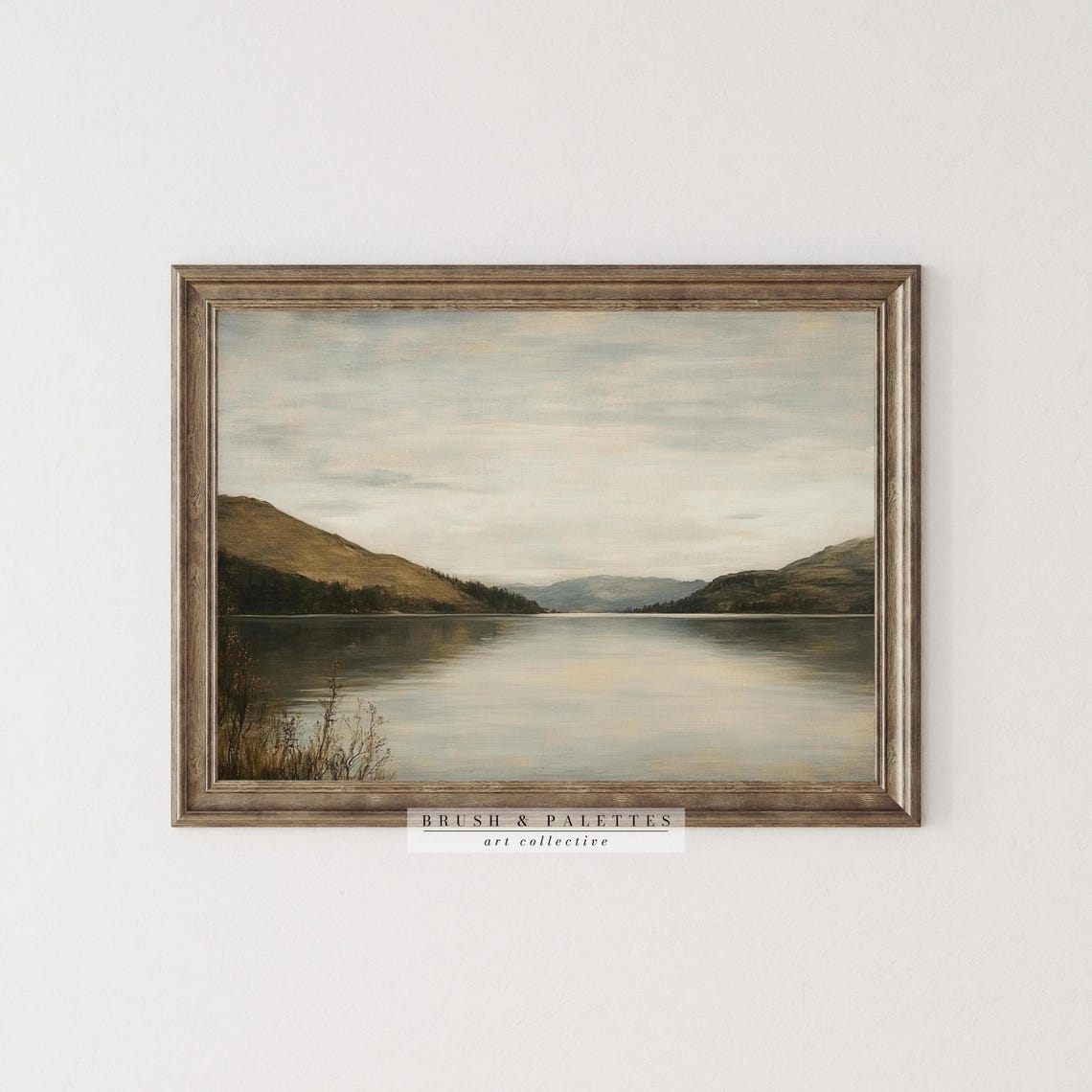 Moody Mountain Lake Serene Still Water Neutral Nature Landscape Poster - Image 3