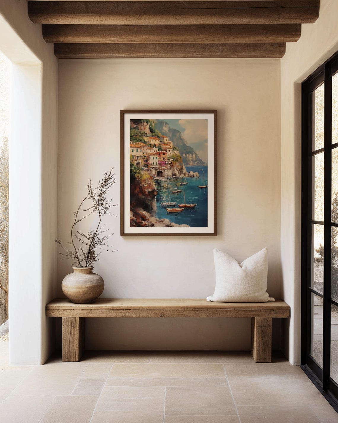 Amalfi Coast Vintage Oil Painting, Positano Travel Poster - Image 2