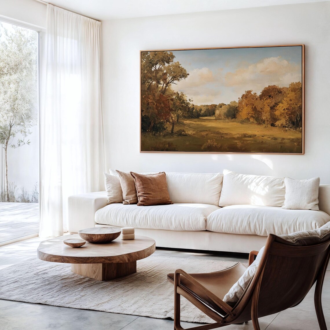 Autumn Woodland Golden Trees Sunlit Meadow Fall Landscape Art Poster - Image 3