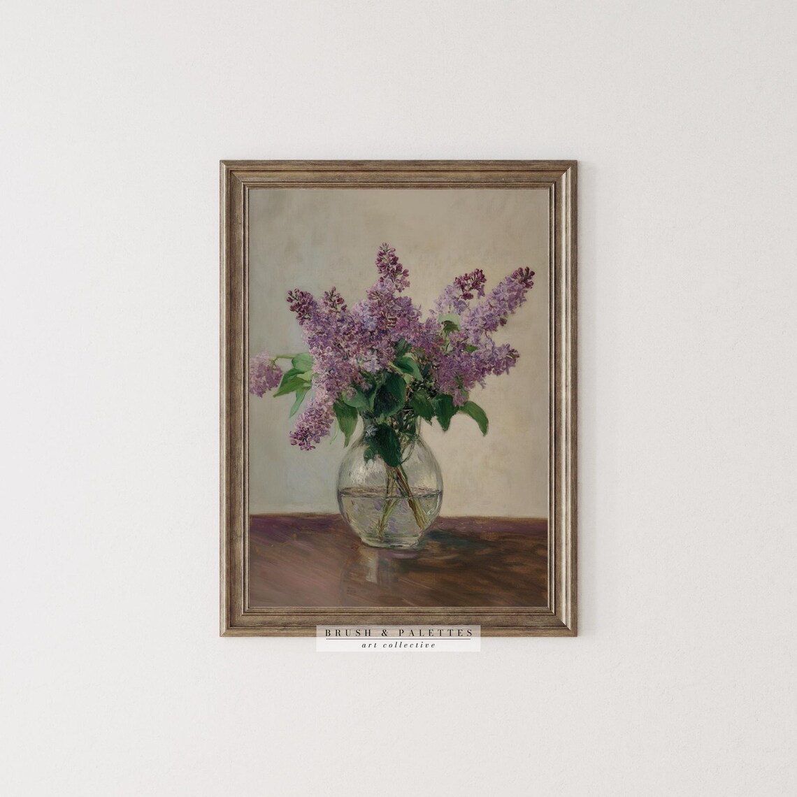 Lilac Bouquet In Glass Vase Vintage Floral Still Life Poster - Image 2