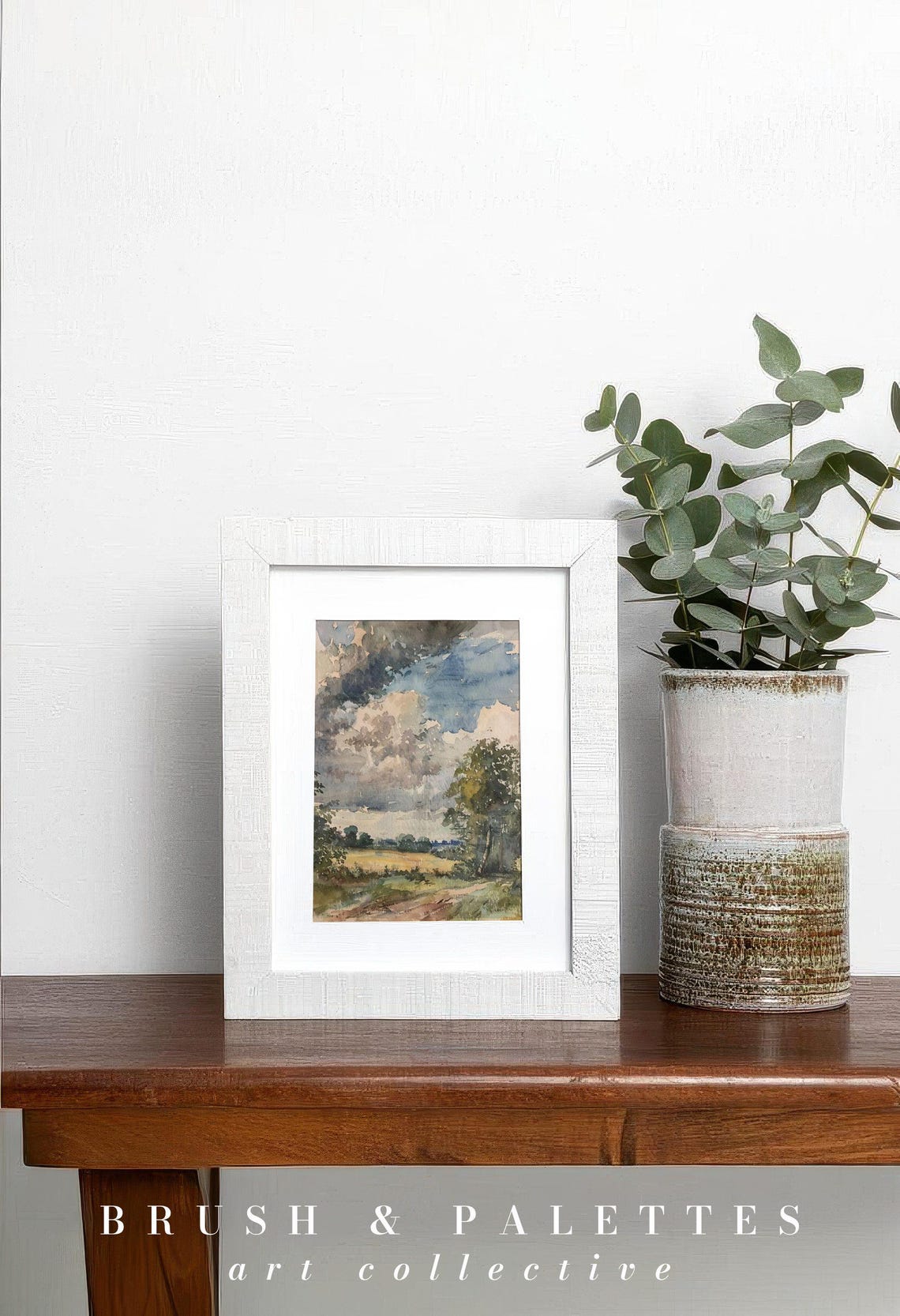 Storm Cloud Watercolor Countryside Path Dramatic Sky Painting Poster - Image 3