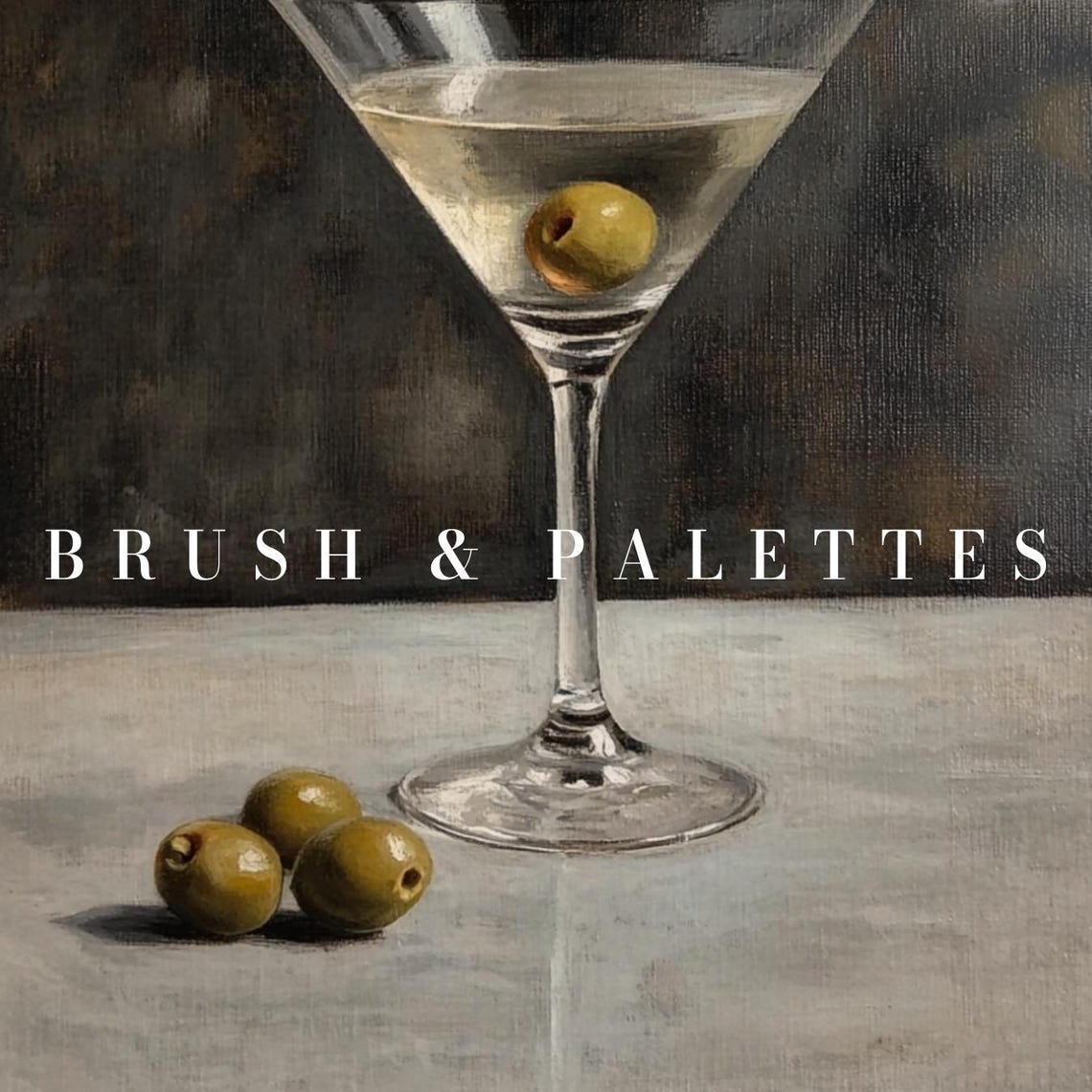 Martini Glass With Olives Moody Dark Vintage Still Life Poster - Image 2