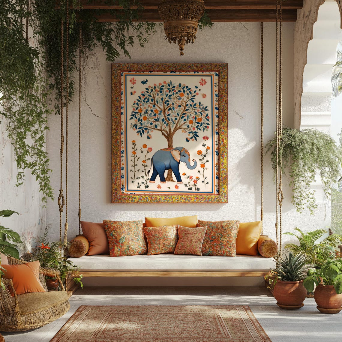 Mughal Elephant Print, Vintage Tree Of Life Art Print - Image 2