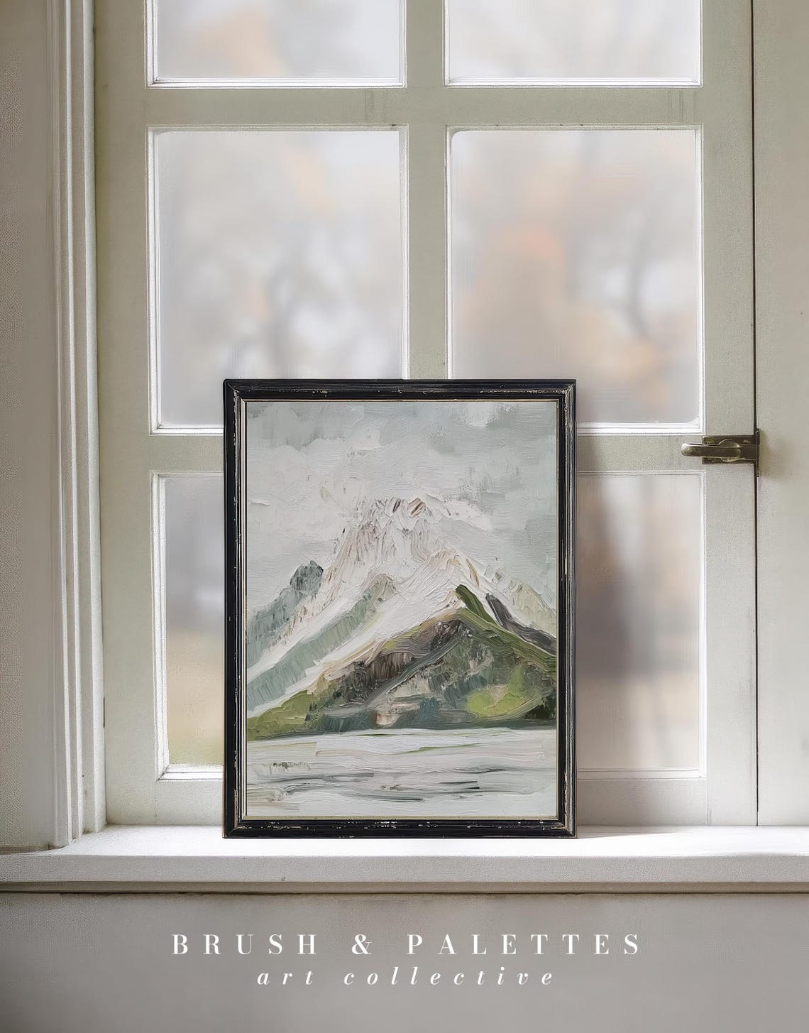 Textured Snowy Mountain Impasto Painting Winter Landscape Poster - Image 3