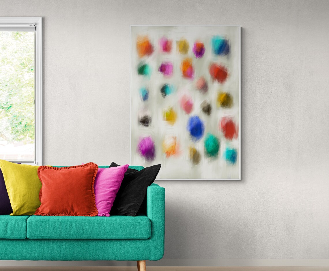 Rainbow Dots Art Print Abstract Colorful Painting Abstract Art - Image 3