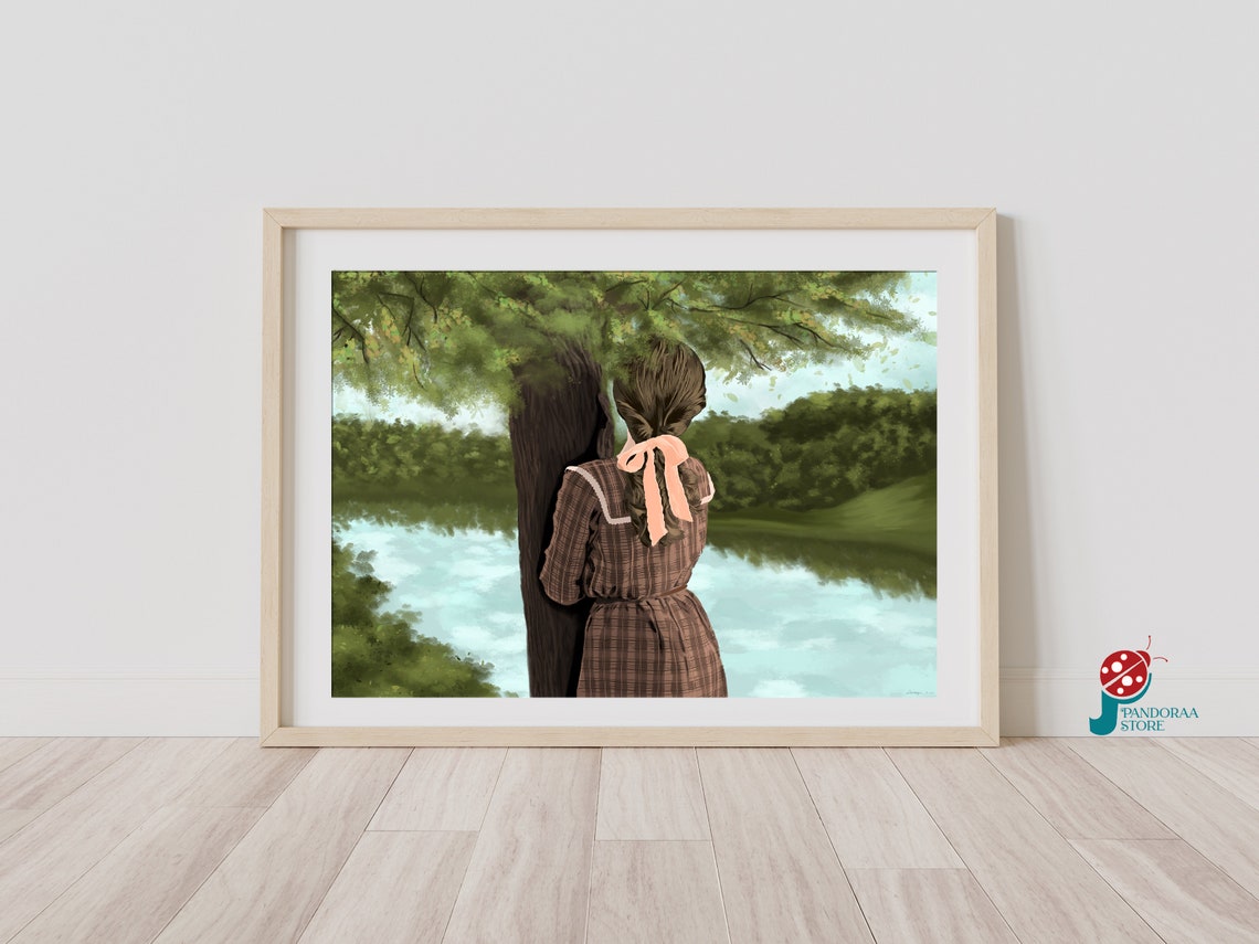 Girl And Lake Wall Art Forest Landscape Wall Decor Jpg Modern Art