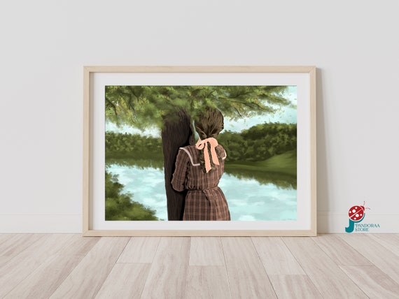 Girl And Lake Wall Art Forest Landscape Wall Decor Jpg Modern Art