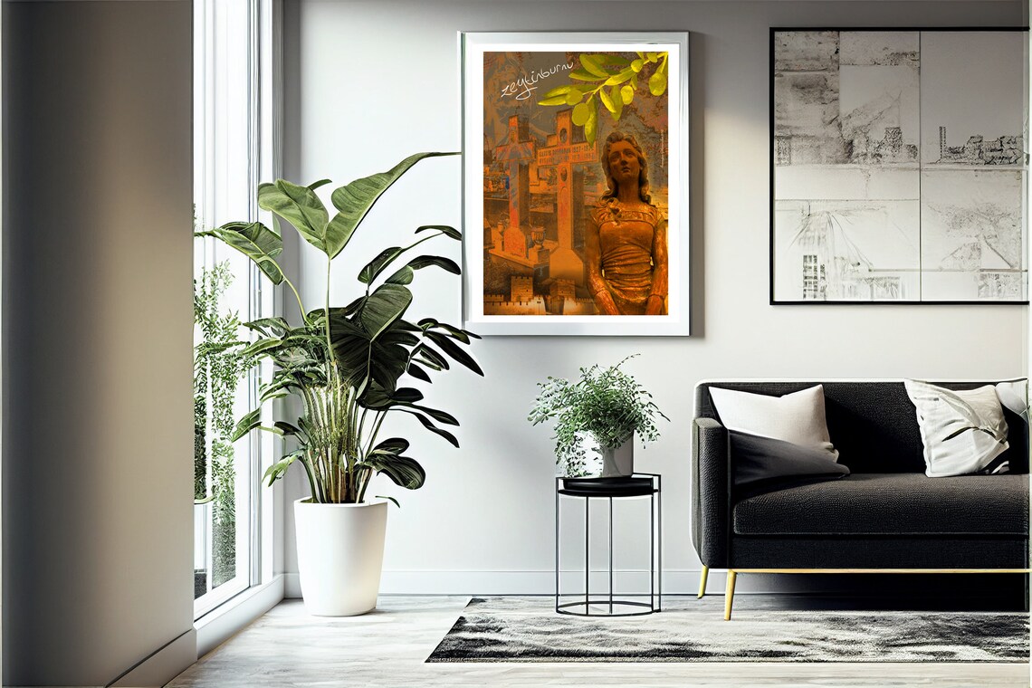 Zeytinburnu Istanbul Collage Crosses Statue Vintage Artistic Wall Art Poster - Image 2