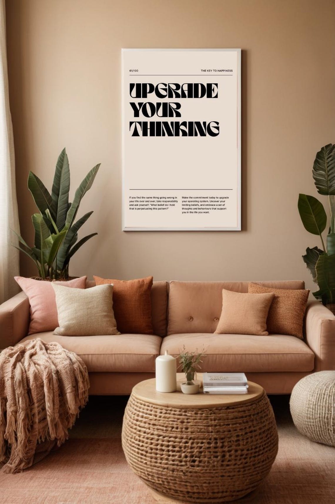 Upgrade Your Thinking Bold Retro Typography Key To Happiness Poster
