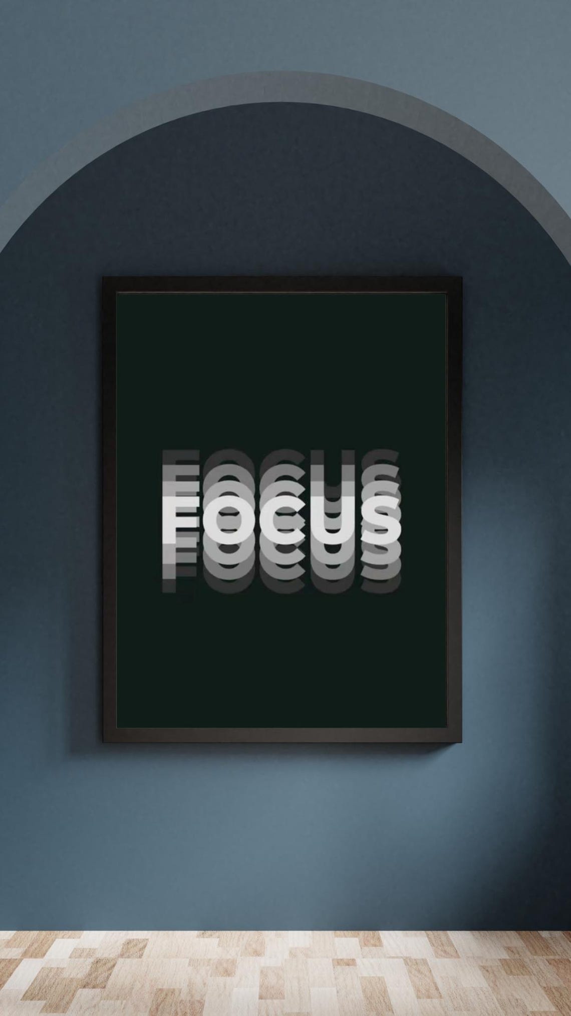 Focus Stacked Echo Typography Dark Green Minimalist Design Poster