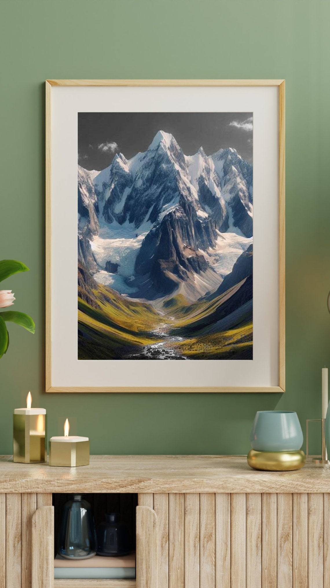 Majestic Snowy Mountain Peak Glacier Dramatic Nature Landscape Poster - Image 2