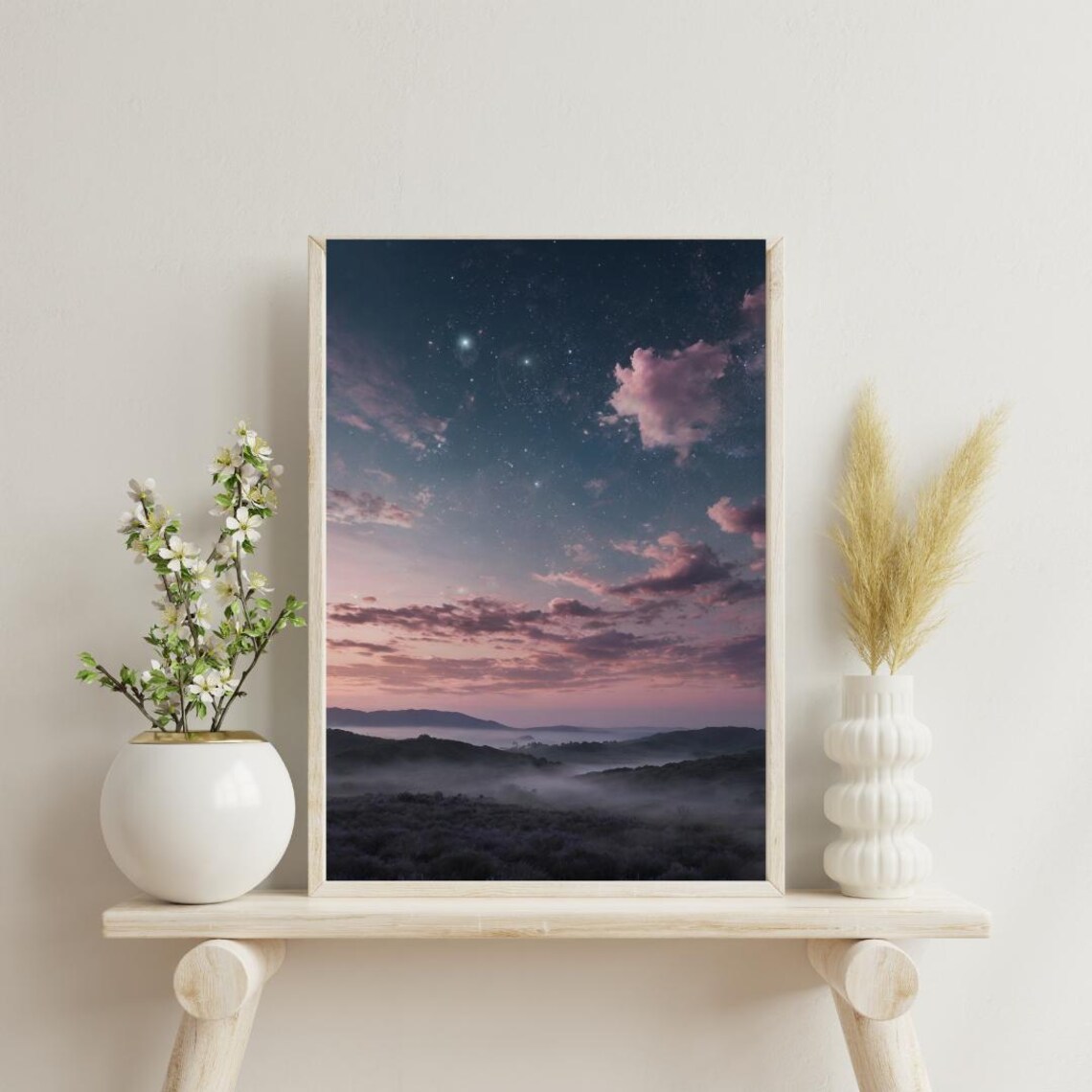 Pink Sky Mountain Fog Wall Art Print
