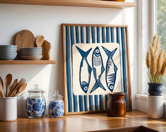 Blue Sardine Art Print, Mediterranean Fish
