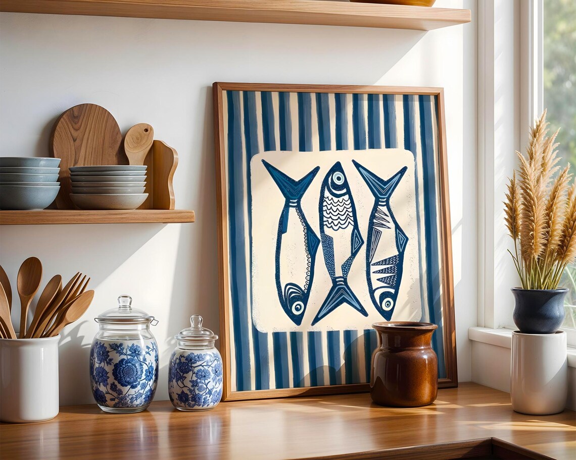 Blue Sardine Art Print, Mediterranean Fish