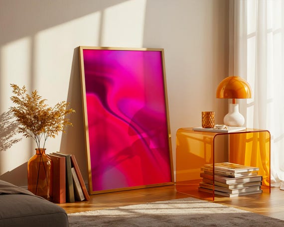 Vibrant Fuchsia Fluid Aura Gradient Art Print Magenta Purple Blur Poster Y2k Ethereal Wall Decor Trendy Dopamine Dorm Gift Idea