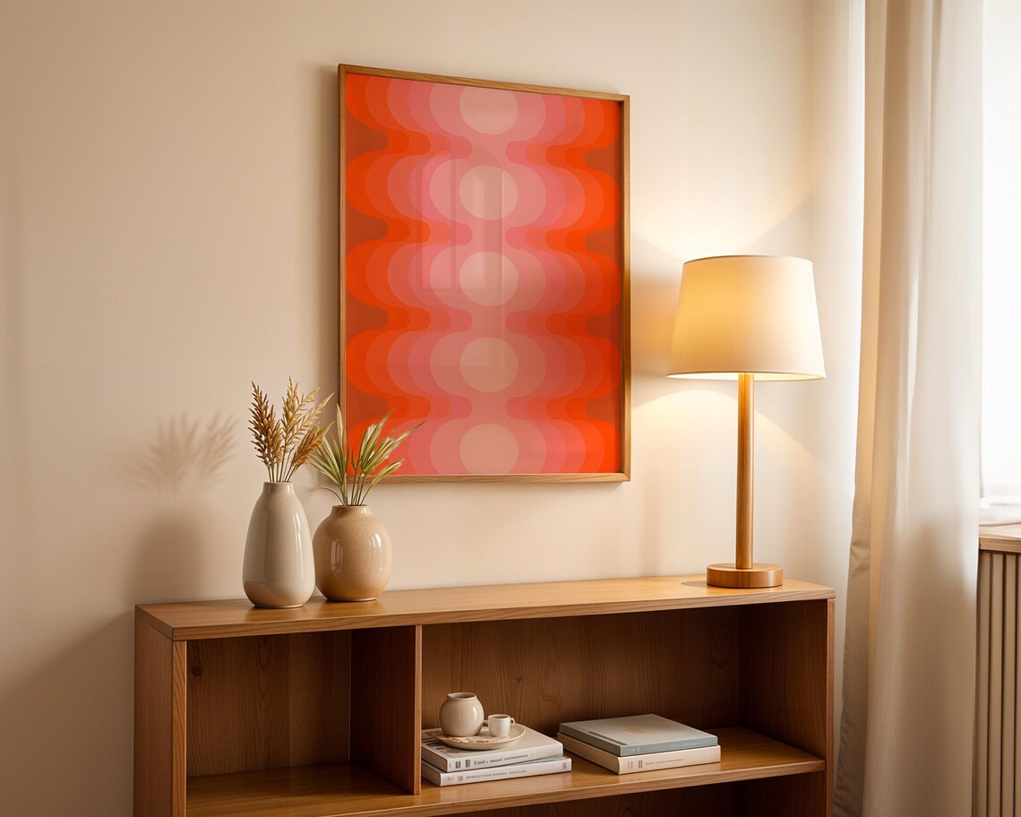Mid Century Modern Optical Wave Poster, Abstract Pattern