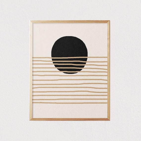 Abstract Rainbow Arches Art Shapes Neutral Line Art Print Mid Century Modern Wall Art Minimalist Geometric Art 16x20