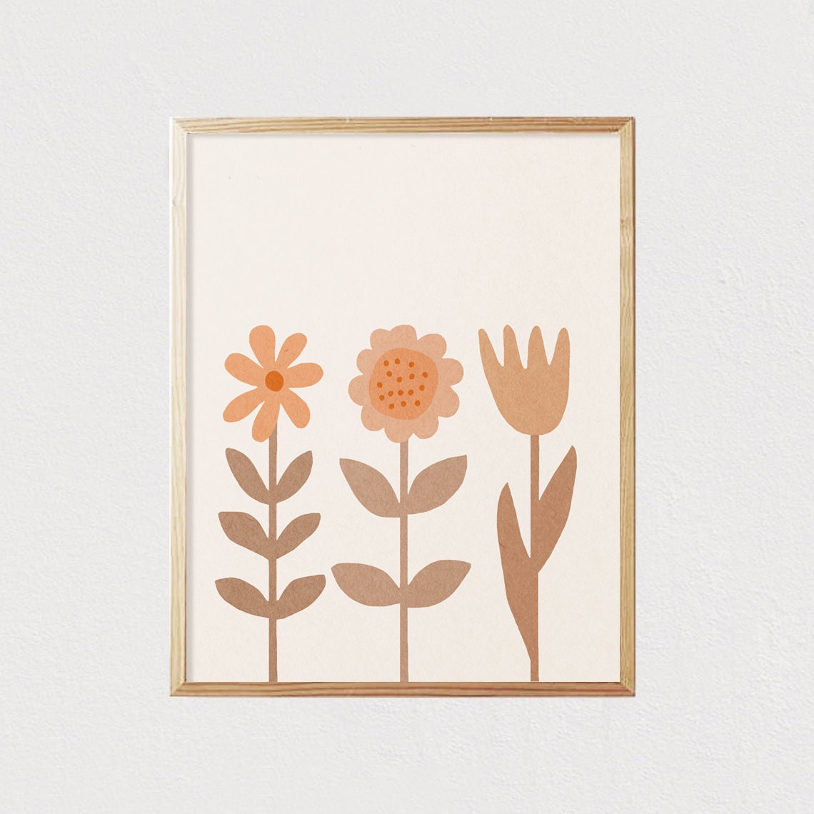 Boho Terracotta Flowers Trio Botanical Minimalist Floral Art Poster