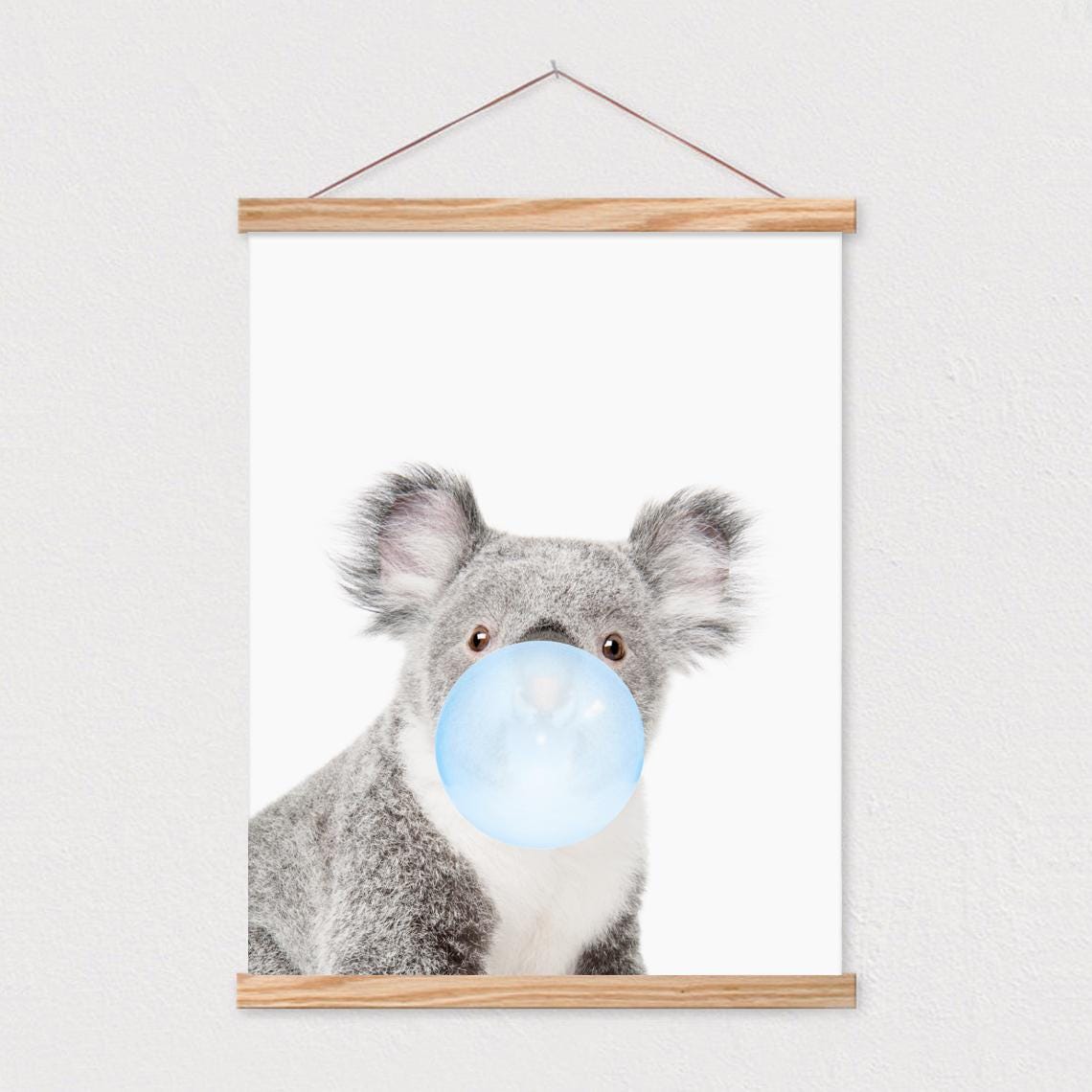Koala Blowing Blue Bubblegum Bubble Funny Animal Photography Poster - Image 2