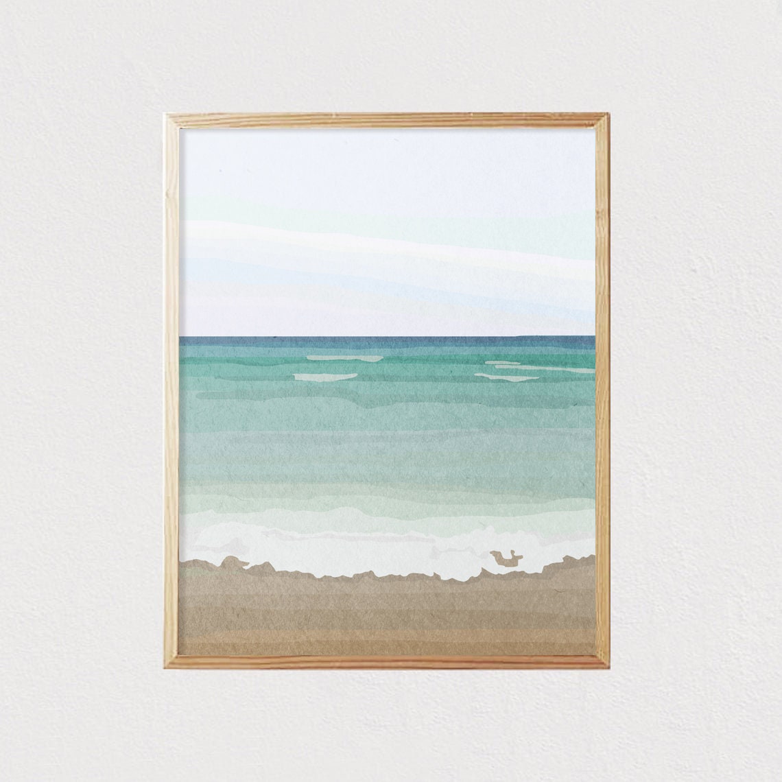 Turquoise Ocean Waves and Sandy Shore Calm Beach Wall Poster