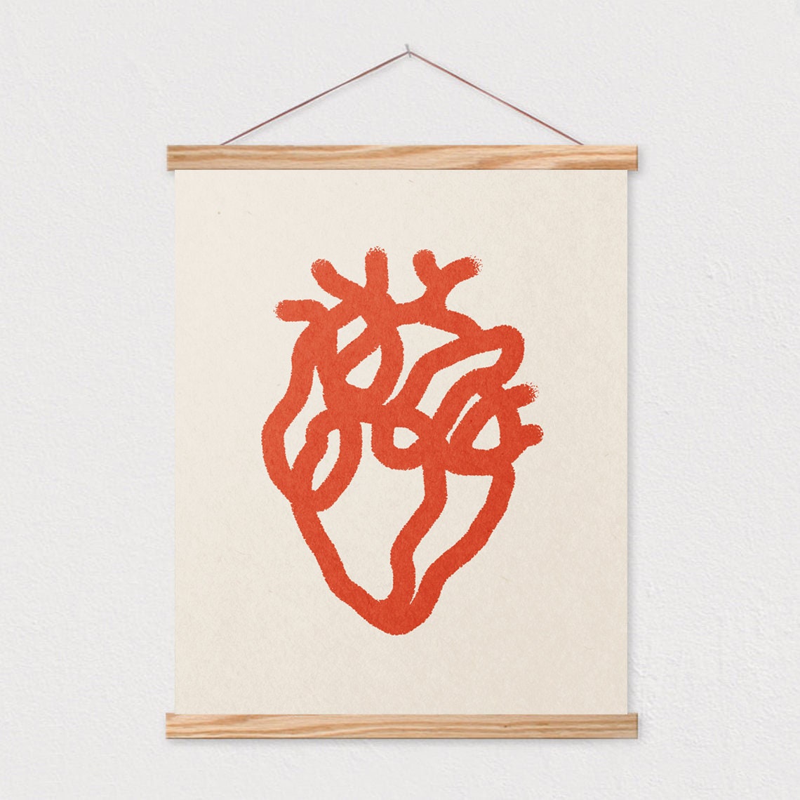 Red Heart Line Art Print Abstract Heart Illustration Mid Century Modern Minimalist Geometric Interior Decor 16x20 - Image 2