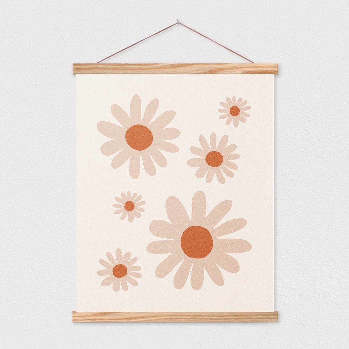 Boho Terracotta Daisies Minimalist Botanical Floral Artwork Poster - Image 2