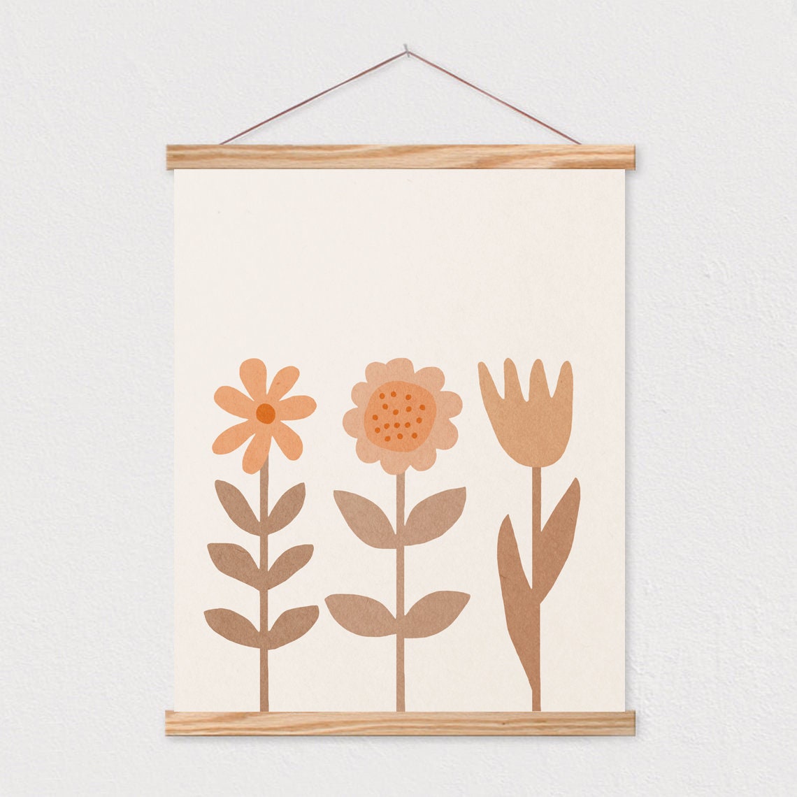 Boho Terracotta Flowers Trio Botanical Minimalist Floral Art Poster - Image 2