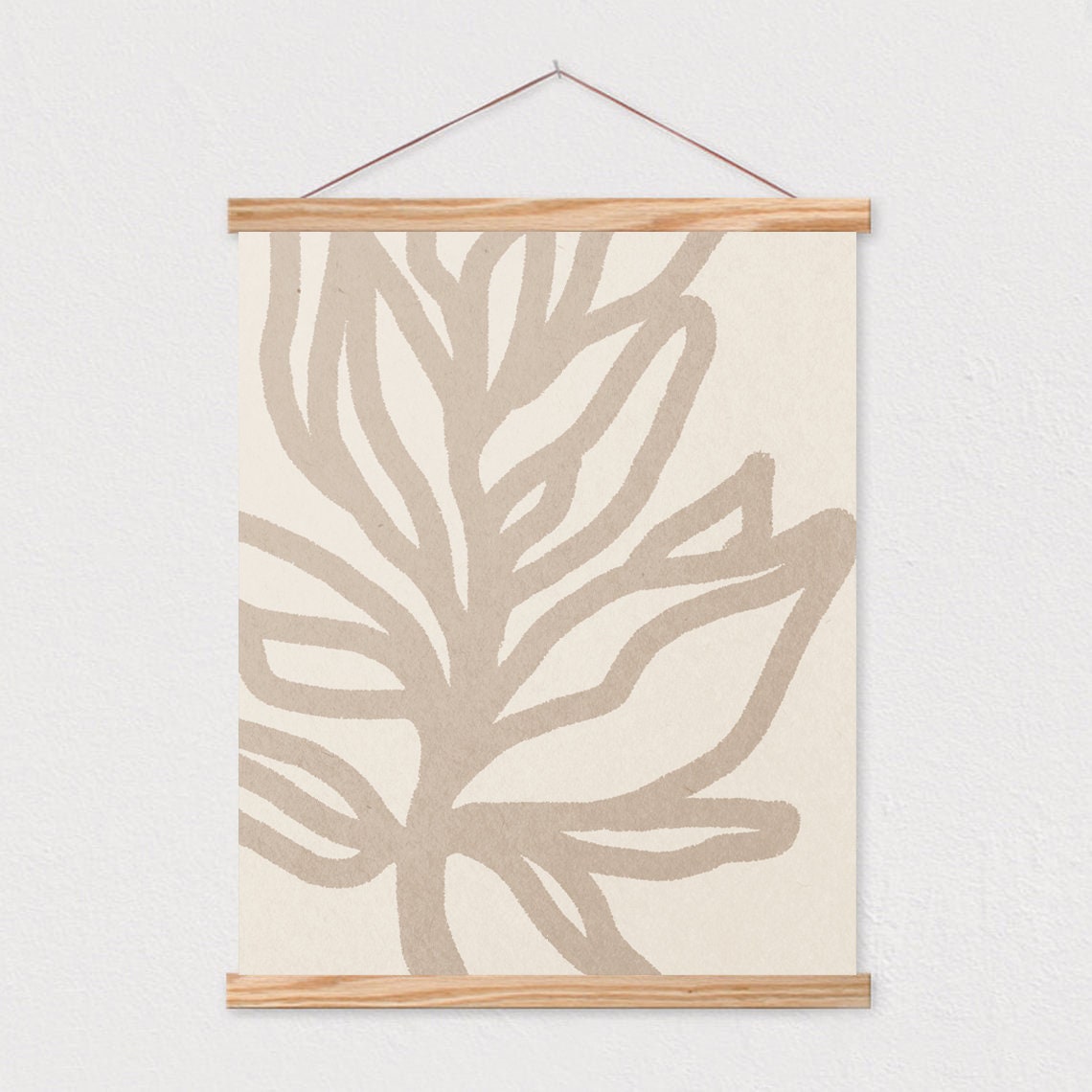 Beige Botanical Leaf Line Art Neutral Minimalist Decor Poster - Image 2