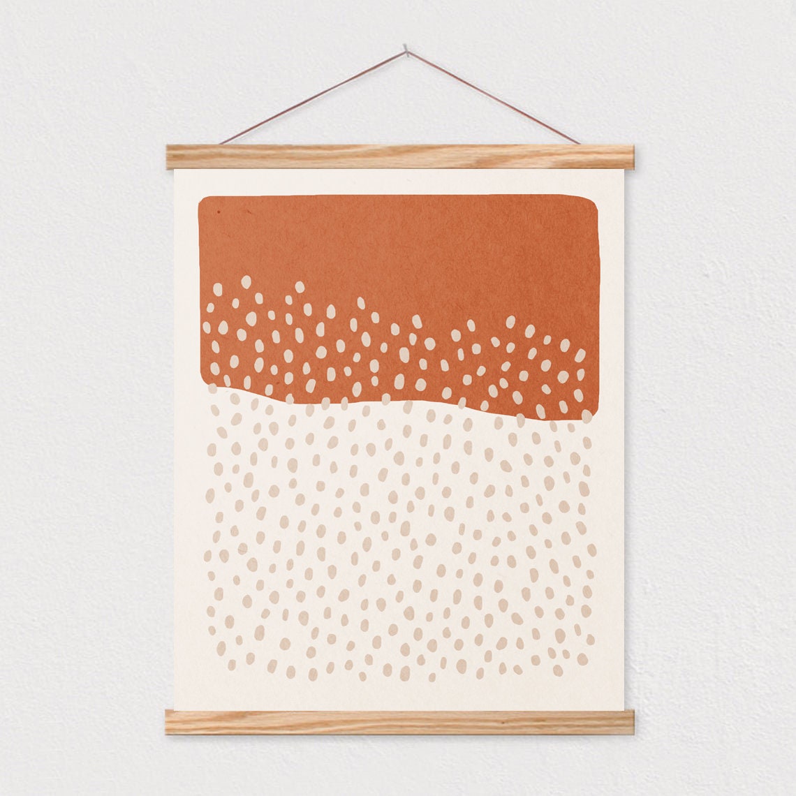 Terracotta Color Block With Falling Dots Abstract Boho Poster - Image 2
