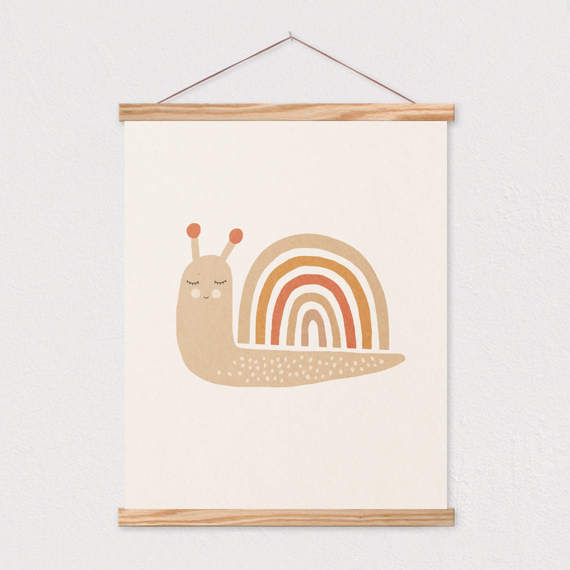 Snail Rainbow Illustration Art Neutral Boho Kids Art Earth Tones Nursery Room Interior Decor Mid Century 16x20 - Image 2