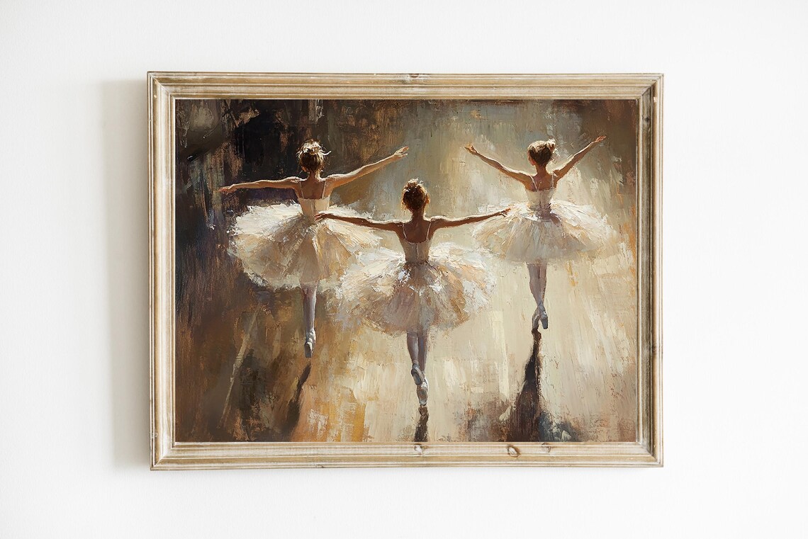 Dancing Ballerinas Vintage Ballet Art Print