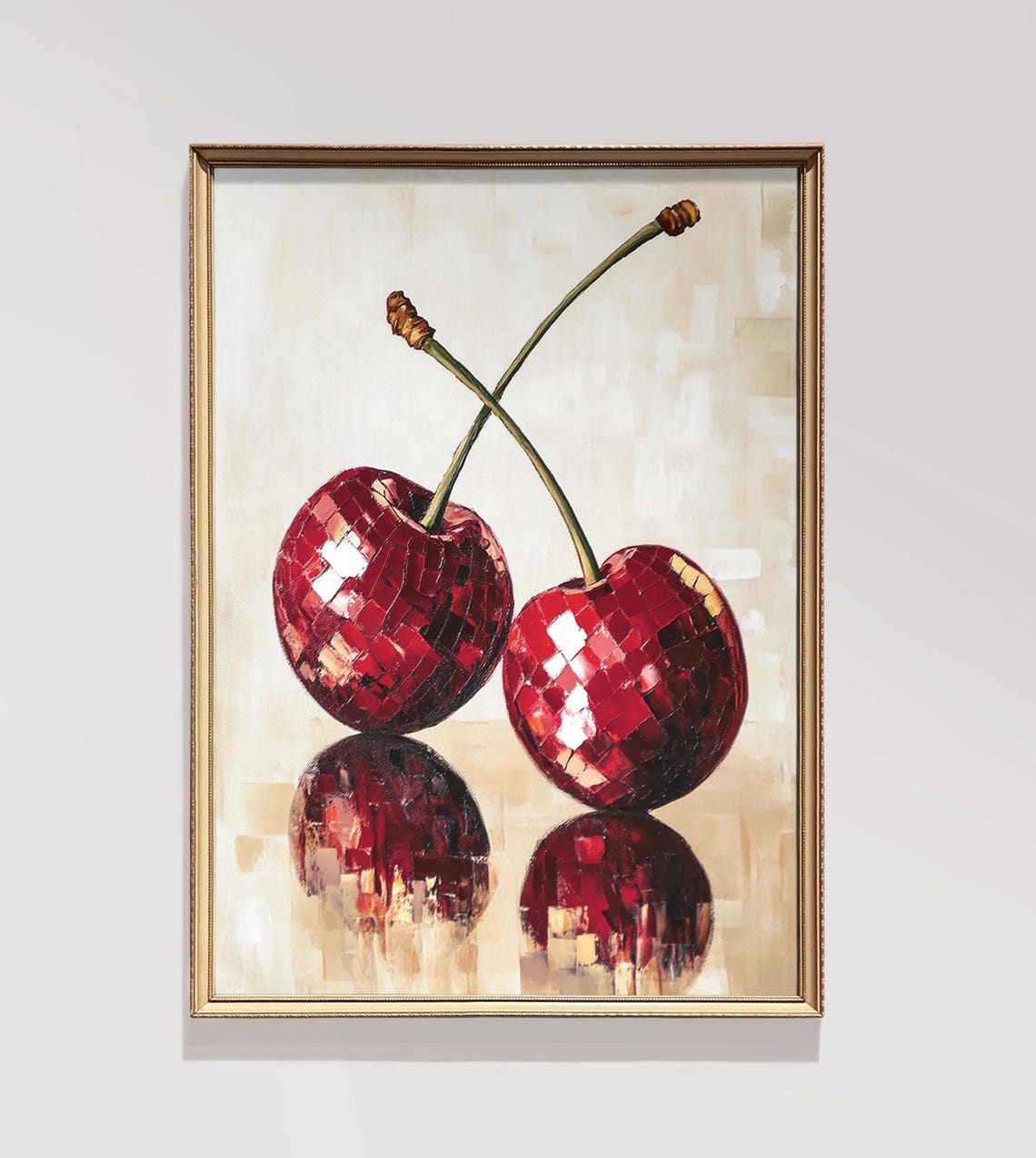 Disco Cherries Modern Wall Art Contemporary Ball Red Trendy Dorm Room E381