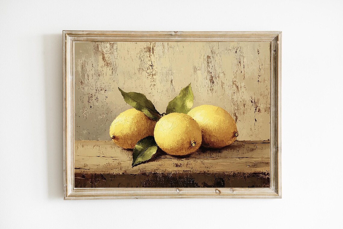 Lemons Still Life Antique Lemon Kitchen Art Print