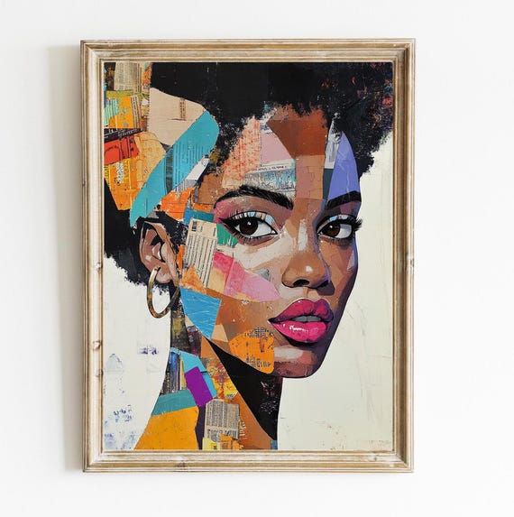 African Inspired Kaleidoscope Portrait Of A Woman Contemporary Wall Print Abstract Art E390