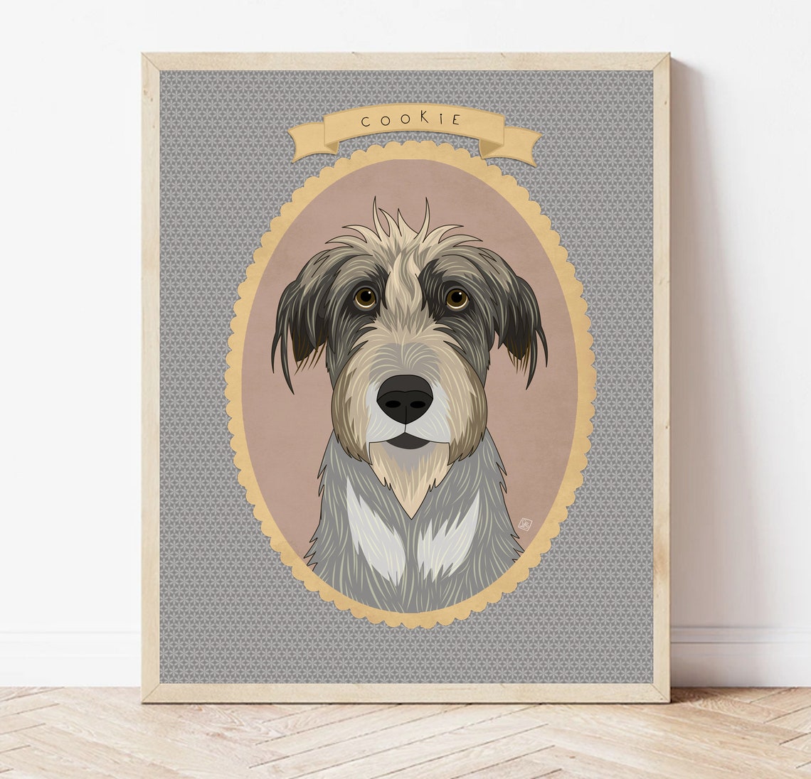 Toby Wire Haired Terrier Vintage Patterned Named Portrait Poster - Image 5