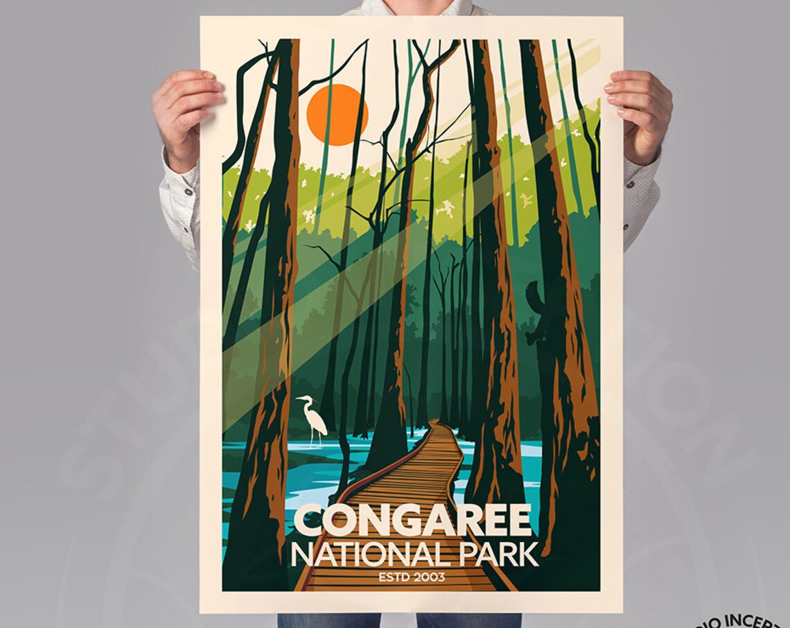 Congaree National Park Vintage Travel Poster, Travel Poster - Image 2