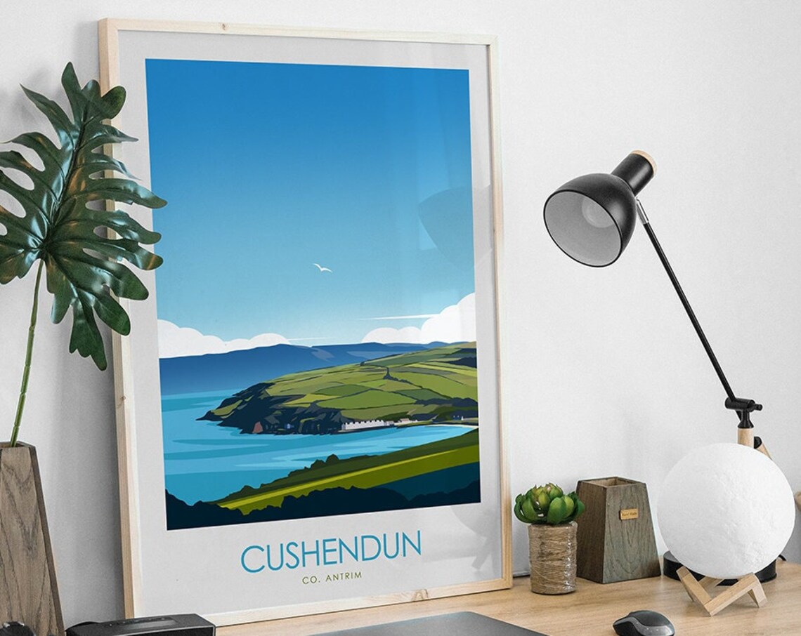 Cushendun Irish Travel Poster, Northern Ireland Travel Poster - Image 3