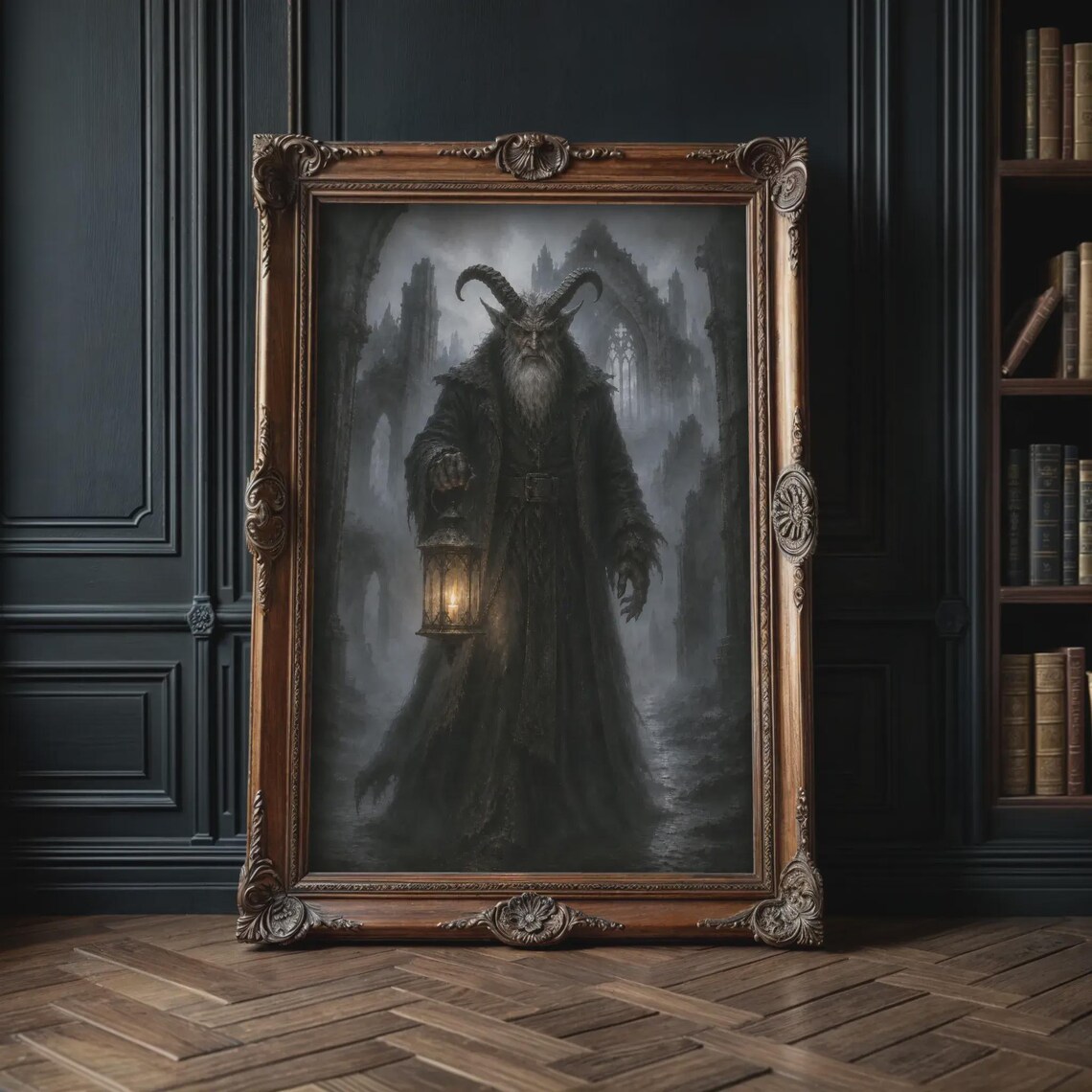 Krampus Gothic Dark Fantasy Eerie Beast Illustration