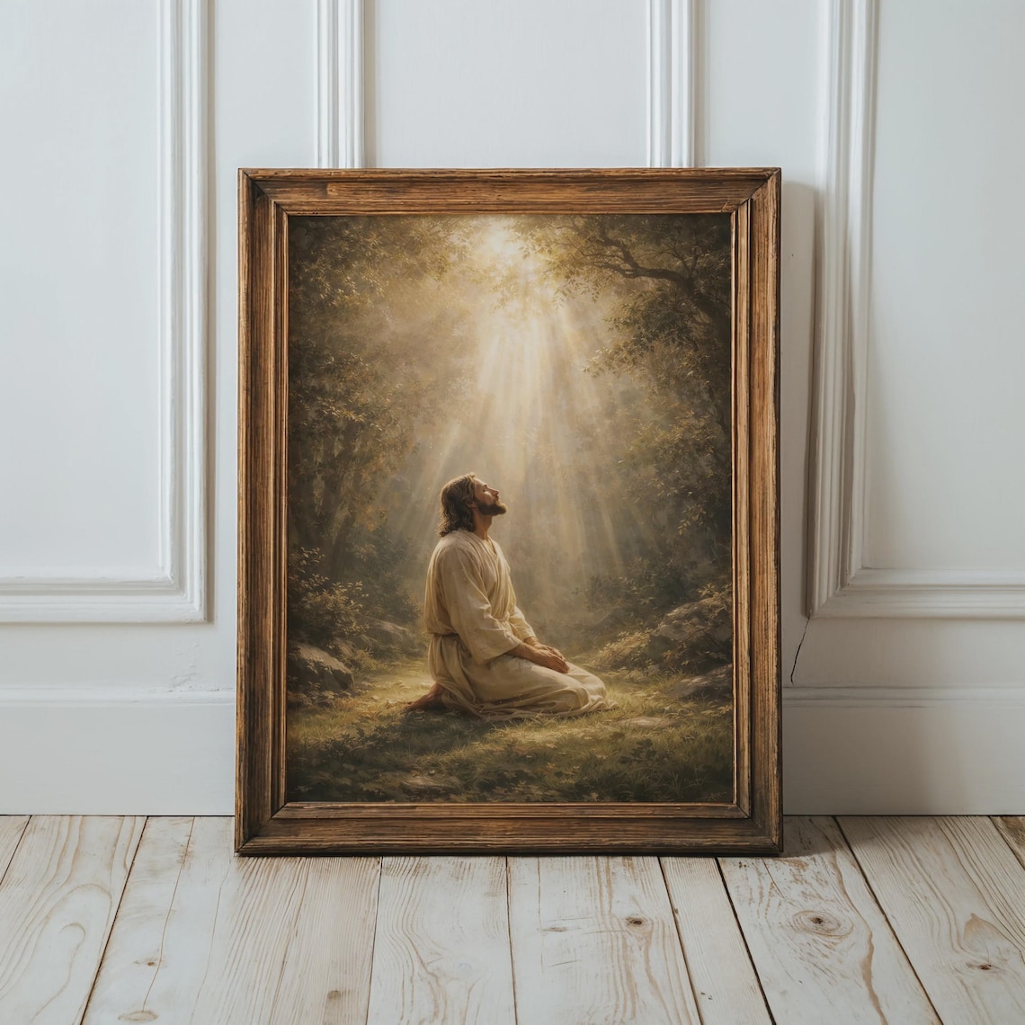 Jesus Praying In The Garden Of Gethsemane Vintage Christian Poster