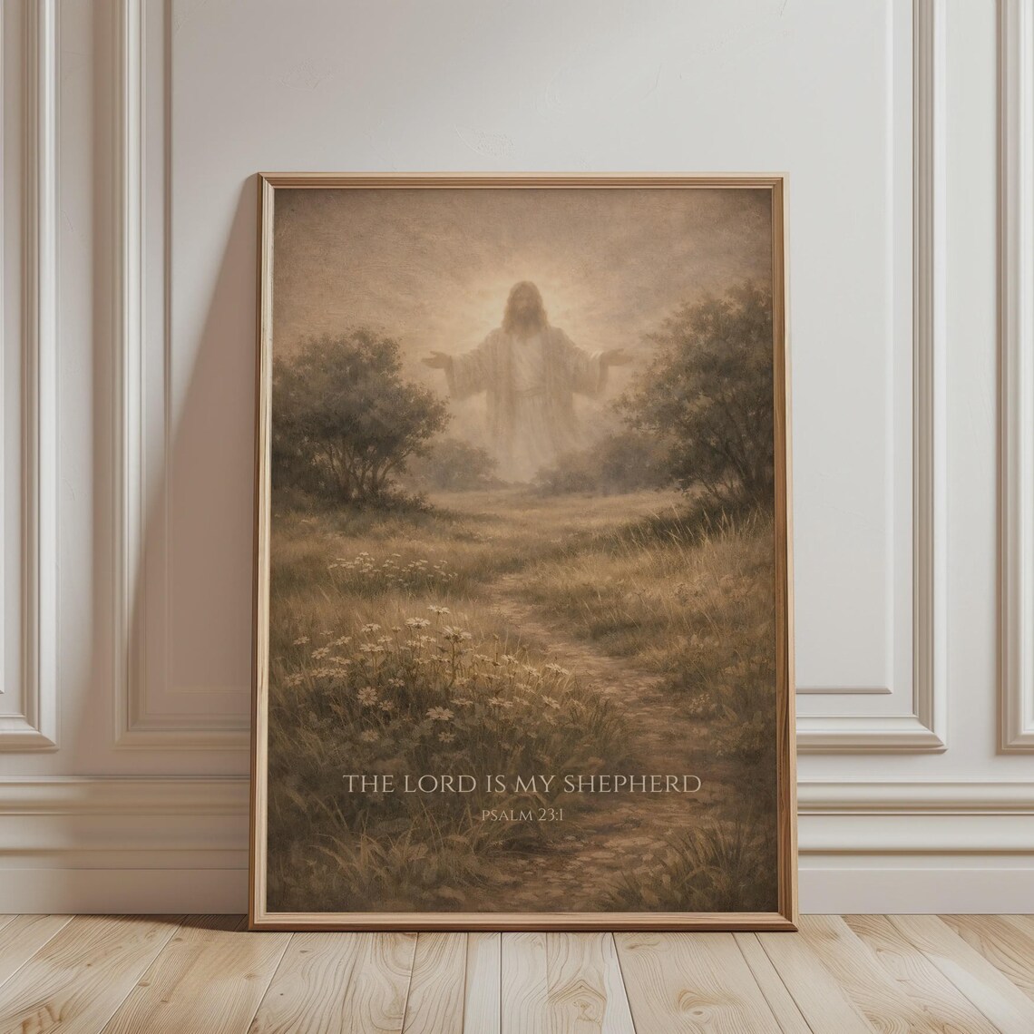 Psalm 231 The Lord Is My Shepherd Jesus Meadow Peaceful Faith Art Poster
