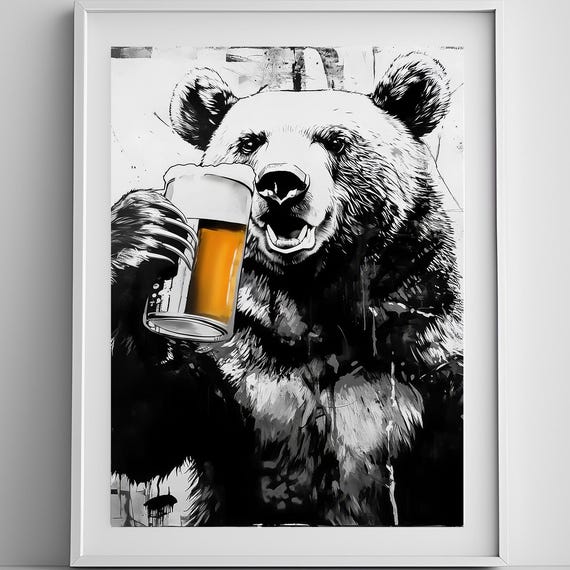 Grizzly Print, Funny Man Cave Decor