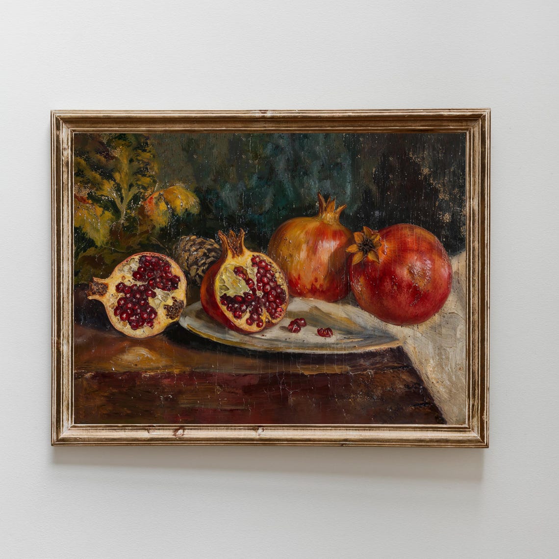 Pomegranate Still Life Dark Moody Vintage Kitchen Art Poster
