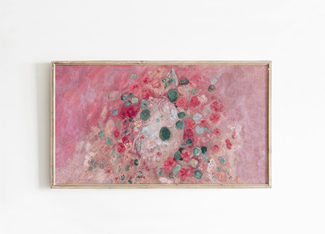 Pink Botanical Abstract Floral Painting Blush Textured Bloom Wall Art